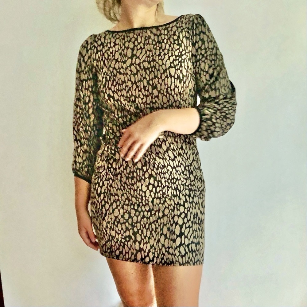 COSTA Blanca animal print balloon sleeves dress sz M